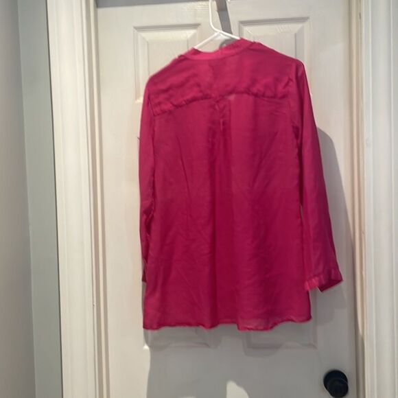 Soft Surroundings 100% rayon button down SZ small hot pink - Picture 6 of 6